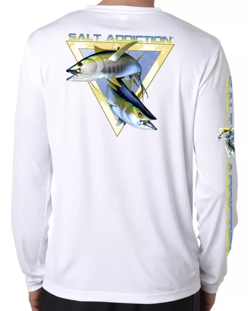 SALT ADDICTION LONG sleeve microfiber saltwater fishing t shirt uv upf 50+  Logo $28.49 - PicClick