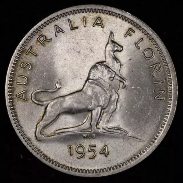 1954 Australia Silver Florin Royal Visit Uncirculated