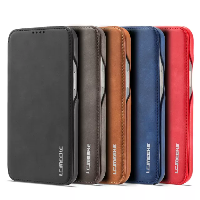 For iPhone 14 15 Pro Max 11 12 Slim Leather Case Magnetic Flip Card Wallet Cover