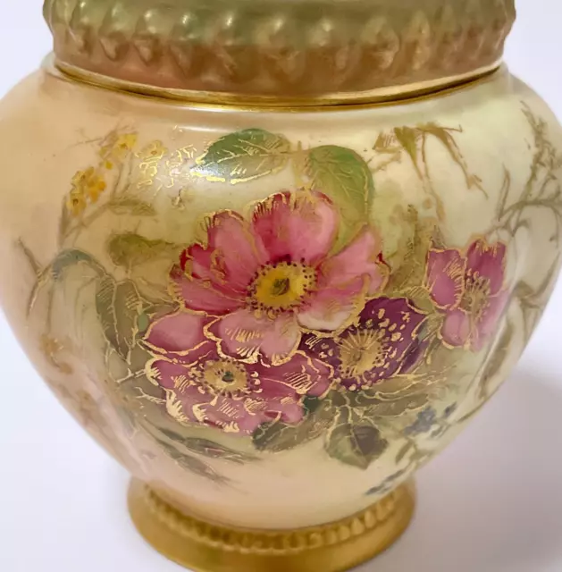 Antique Royal Worcester Hand Painted Pot Pourri Jar Vase With Cover & Lid #1314 2
