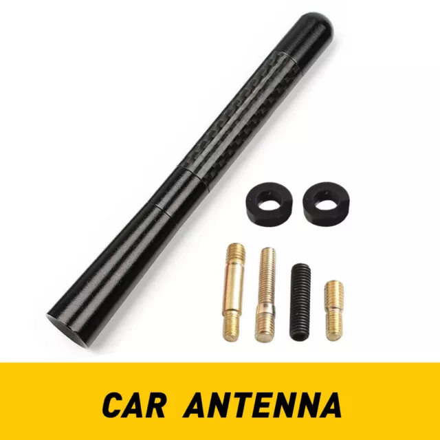 4.7inches+ Screw Car Antenna Carbon Fiber Radio FM Antena Black Kit Universal
