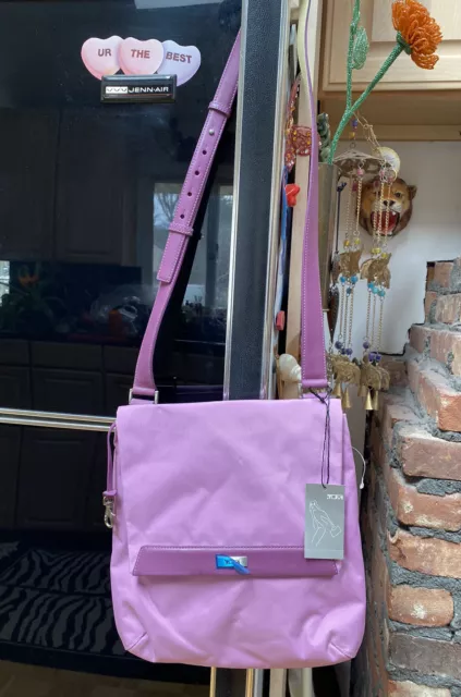 NEW TUMI Lavender Grape Nylon Fabric Slim Crossover Messenger Bag