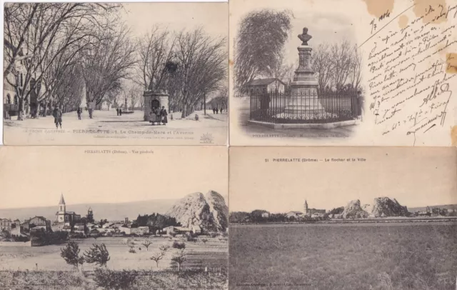 Lot de 4 cartes postales anciennes postcards PIERRELATTE DRÔME