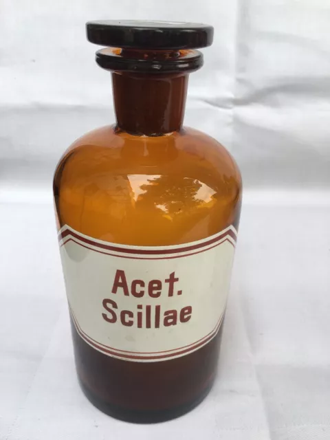 alte Apothekerflasche Braunglas Gefäß Apotheke 18cm Acet.Scillae #85