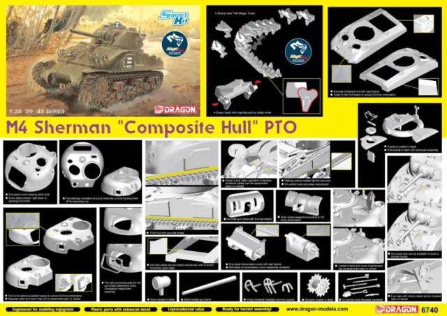 Dragon 6740 - 1/35 WWII M4 Sherman "Composite Hull" PTO - Neu