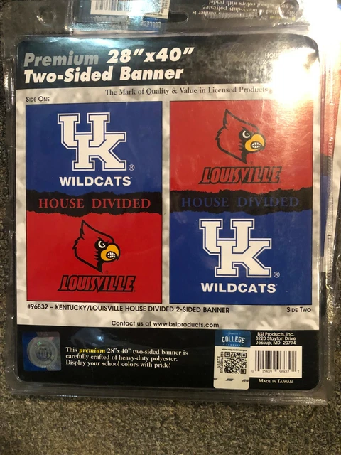 Kentucky Wildcats/Louisville Cardinals --House Divided--28" X 40"-- 2-Sided Flag