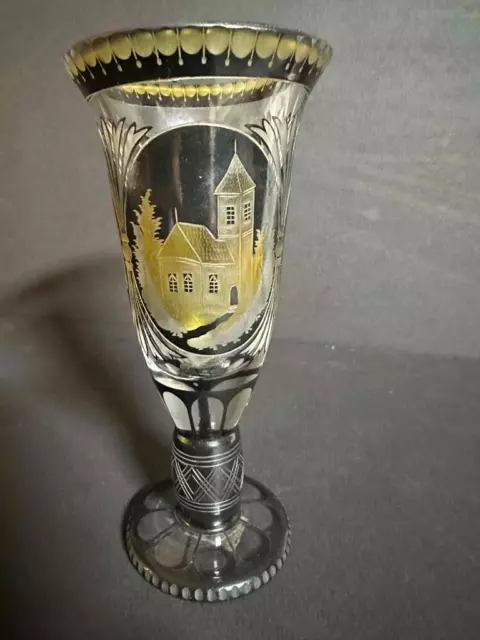 Ancien Bohème Noir Vitrail Pour Transparent Vin Verre