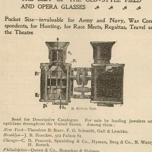 1896 Recreation Print Ad Trieder Binoculars Mirror Diagram Goerz New York City