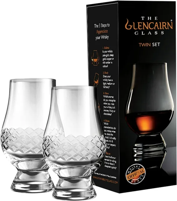 The Glencairn Diamond Cut Twin Pack Scotch Malt Whisky Tasting Glasses