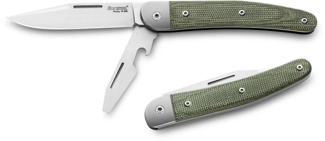 LIONSTEEL Jack JK2 CVG Knife M390 Steel/Titanium/Green Canvas Micarta