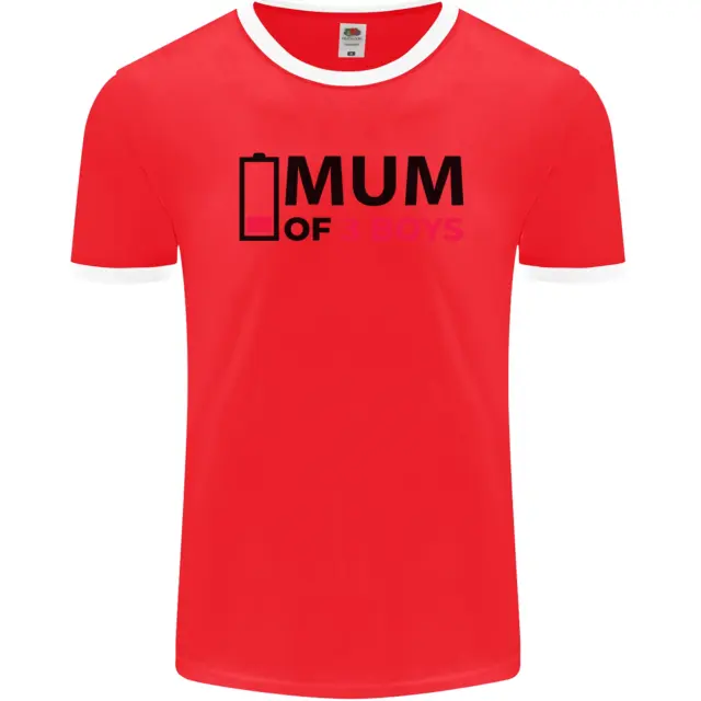 Mum of Three Boys Funny Mothers Day Mens Ringer T-Shirt FotL