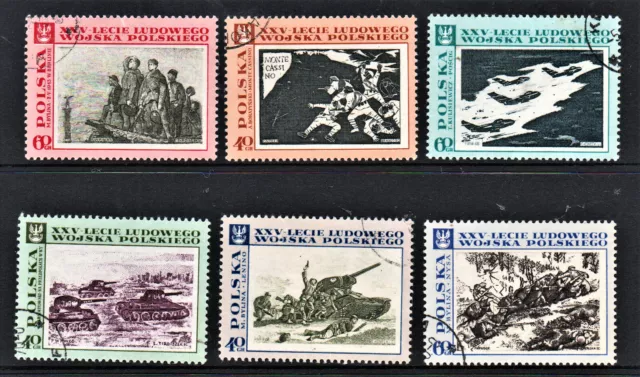 Used set of 6 stamps " PAINTINGS POLISH PEOPLE"S ARMY 25th ANNIV. " Poland 1968