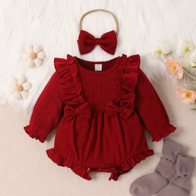Newborn Infant Baby Girl Clothes Cotton Linen Rompers Solid Ruffle Jumpsuits