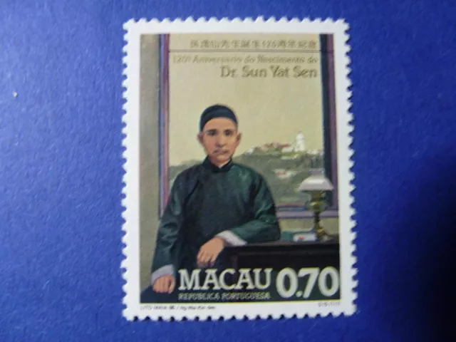 Lot 5123 Timbres Stamp"Macau Dr Sun Yat Sen Homme D'etat Pére De La Chine" 1986