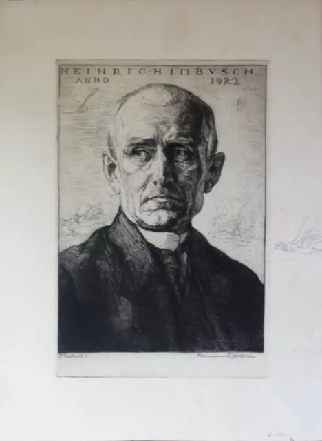 Hermann KÄTELHÖN (1884-1940) TOP-Portrait-Radierung 1923: HEINRICH IMBUSCH 3