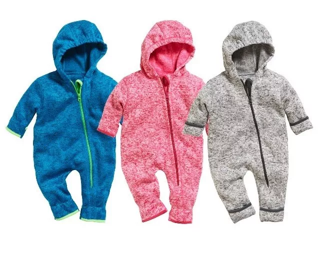 Playshoes Baby Strick fleece Overall blau pink multicolor Gr 62 - 86 mit Kapuze