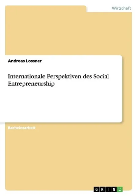 Internationale Perspektiven des Social Entrepreneurship | Buch | 9783668161801