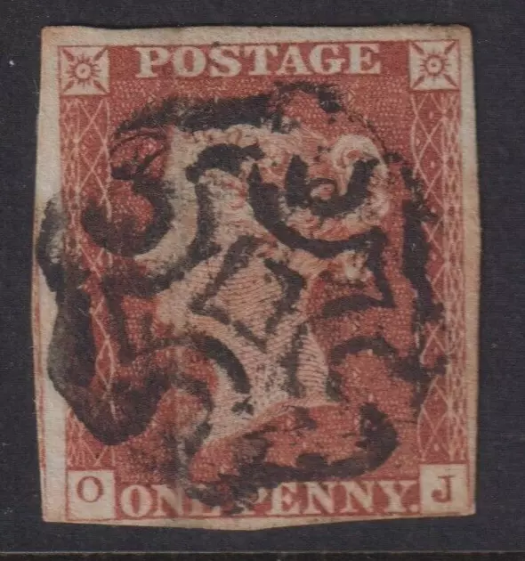 QV SG8 1d Red-Brown Plate 37 BS26 Late Maltese Cross Use *crease (cat from £110)