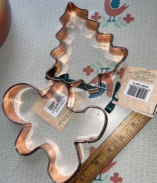 Wilton Solid Copper Cookie Cutters Tree & Gingerbread Boy 5 1/2” BIG NWT Xmas