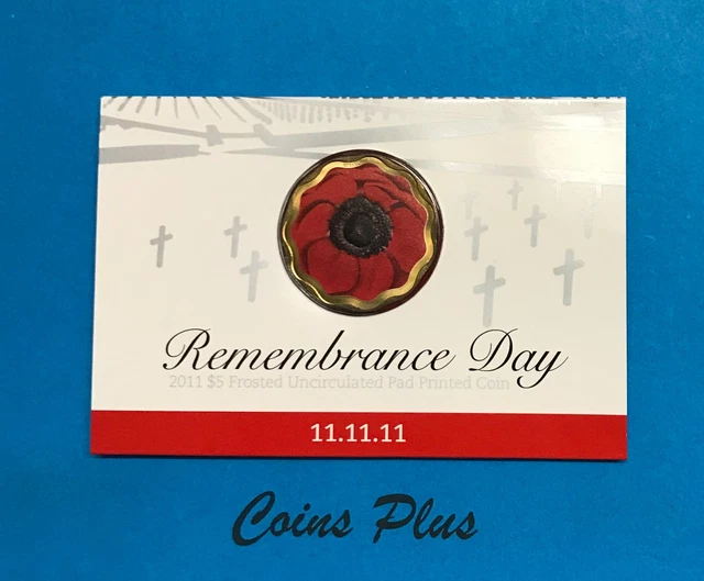 2011 $5 5 Dollar Remembrance Day 11.11.11. Frosted Red Poppy