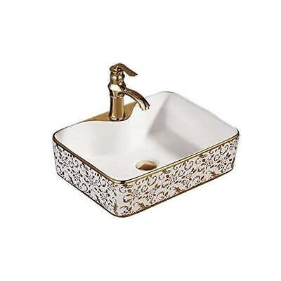 Baño Buque Fregadero Sobre Contador Cerámica Porcelana Lavabo Oro Color E018