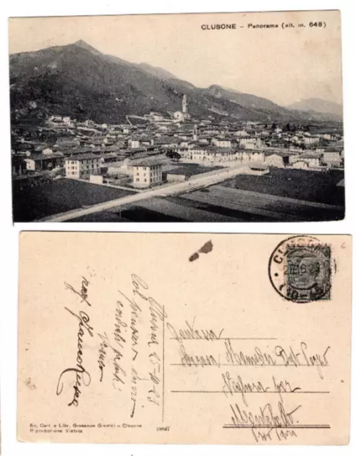 cartolina del 1923 - CLUSONE Bergamo  panorama