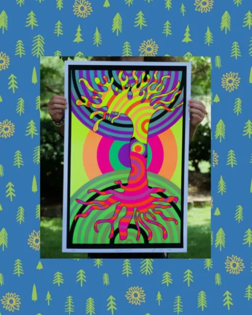 LIMITED EDITION TREE OF LIFE Blacklight Poster Hippie Psychedelic Retro PURPLE