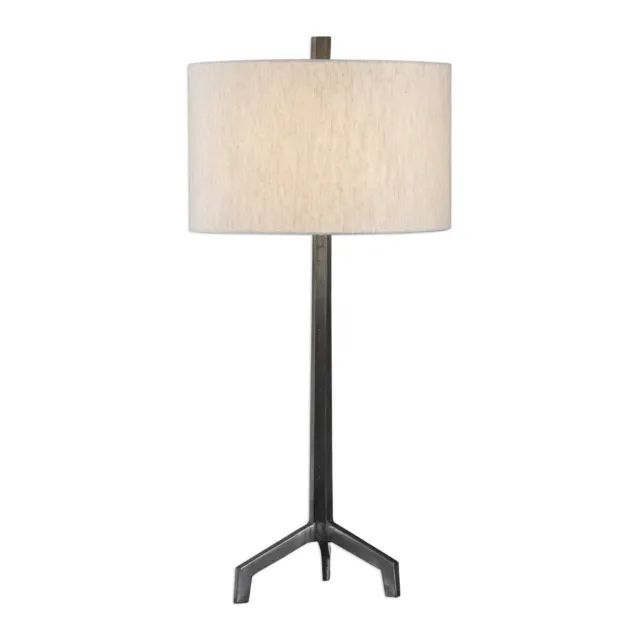 Rustic Industrial Cast Iron Tripod Table Lamp | Minimalist Pole Metal