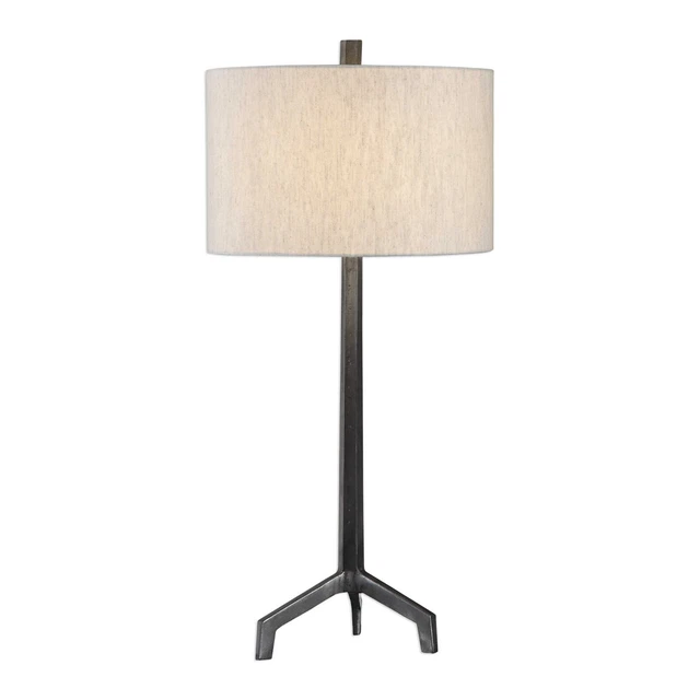 Rustic Industrial Cast Iron Tripod Table Lamp | Minimalist Pole Metal