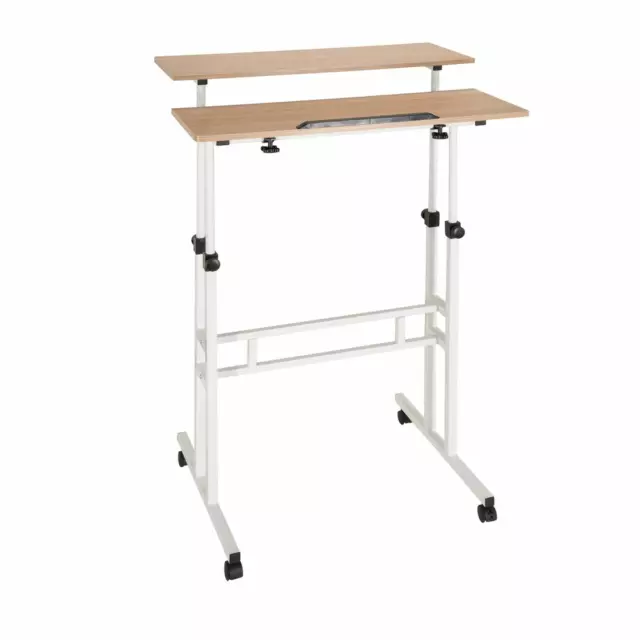 hjh OFFICE Steh-Arbeitstisch Schreibtisch WORKSTATION I 80 x 60 cm eiche weiß