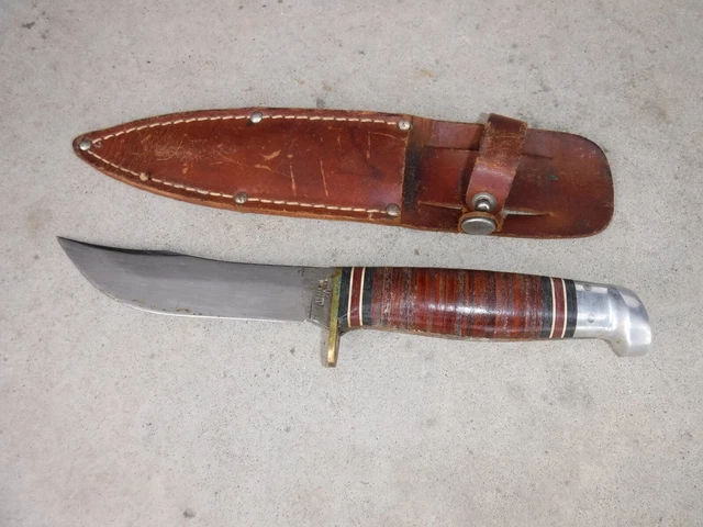 Western Knife W/ Sheath Hunting Knives Fixed Blade Antique