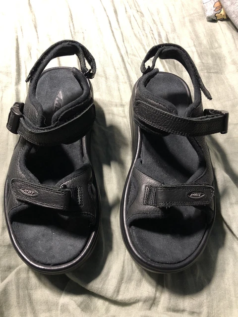 MBT Kisumu 3S Womens 7 comfort sandals walking rocker Black Leather