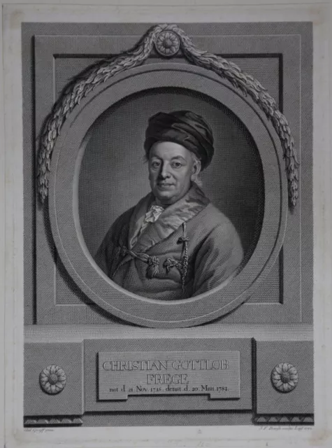 Christian Gottlob Frege (1713-1781) Portrait Kupferstich Bause 1782