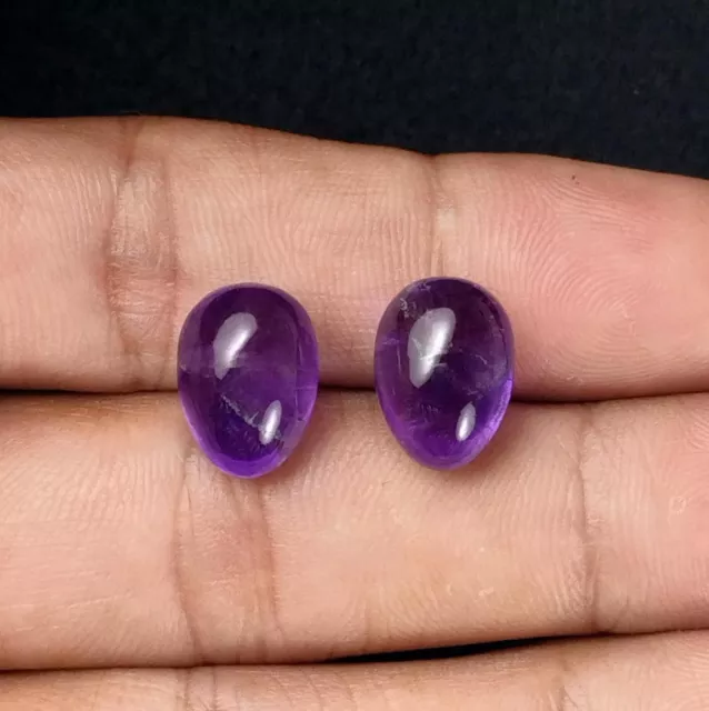 Captivating Natural Purple Amethyst Egg Shape Pair Loose Gemstone 9 x 13 MM