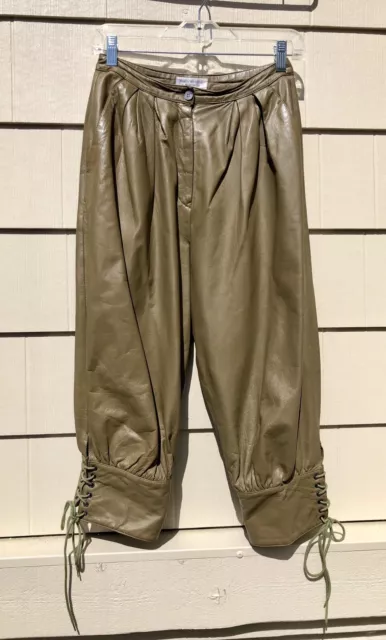 Vtg 70s Fenn Wright & Manson Leather Harem Pant Pleated Renaissance Medieval 2/4