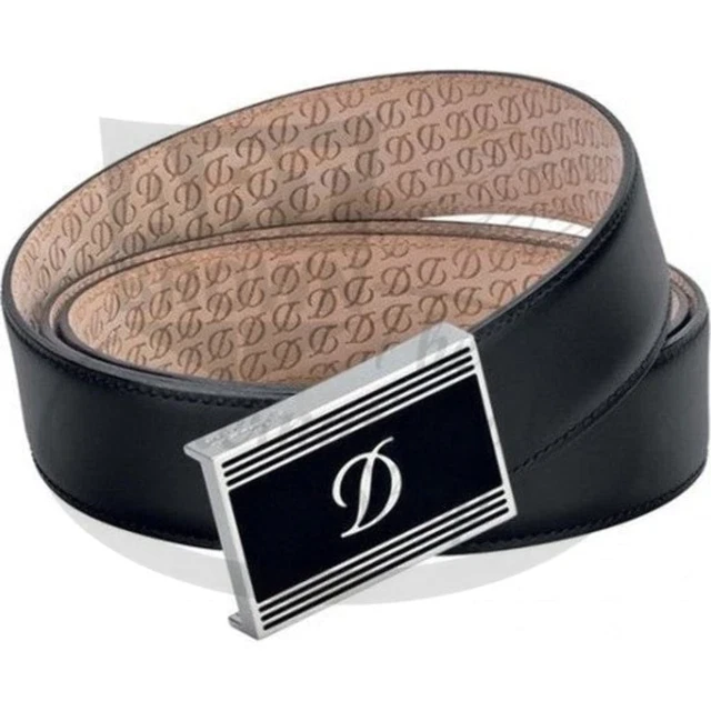 S.T. Dupont Line D Heritage Windsor Belt with Black Lacquer and Palladium, 05122