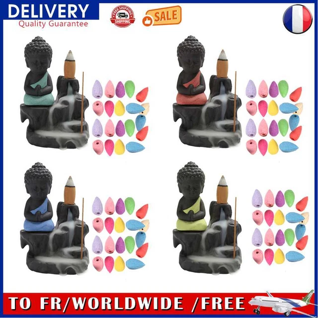 20pcs Incense Cones 1pcs Burner Little Monk Incense Censer Waterfall Backflow