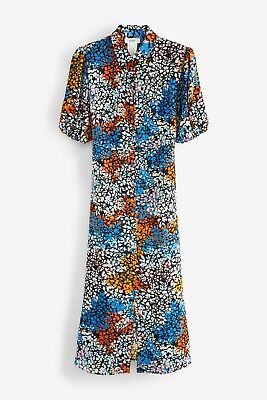 NEXT Bright Floral Print Satin Midi Shirt Dress Size 20 BNWT RRP £42 Party