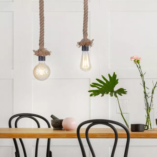 LED Plafond Lampe Filament Vintage Suspendue Dimmable Chanvre Corde Braunpendel
