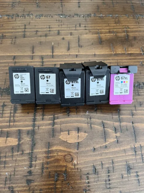 HP HP 67 And 67XL ink cartridges combo Empty. Lot Of 5. Black And Tricolor