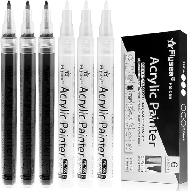 Acrylic Paint Pens 0.7 mm EXTRA-FINE Tip: 5-Pack, Your Choice of Any 1  Color