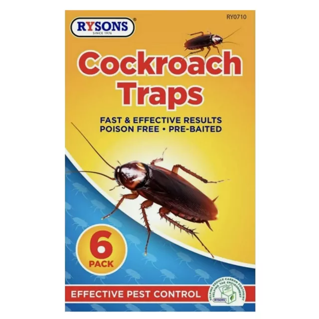 6pc Cockroach Glue Traps Pre-Baited Poison Free Crawling Insects Pest Control