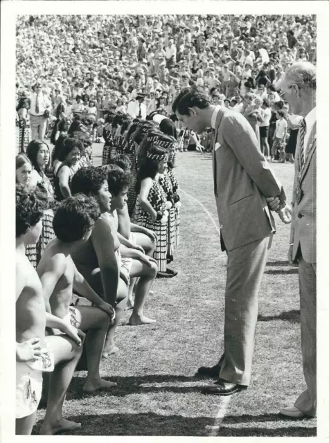 Prince Charles with Auckand Maori school children New Zealand 4/6/1981