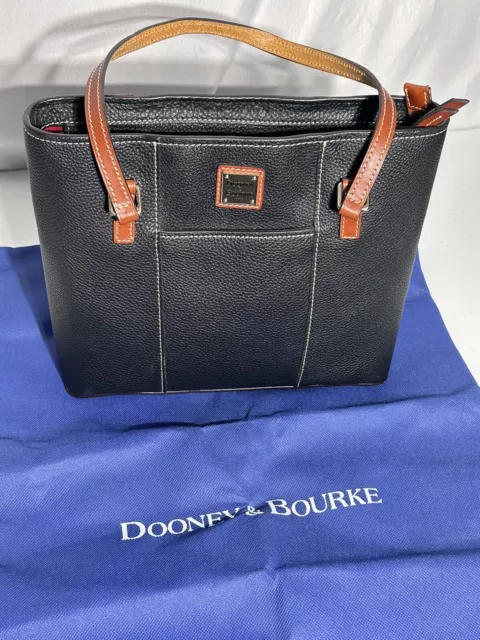 Dooney & Bourke Pebbled Black Leather Shoulder Bag Red Interior