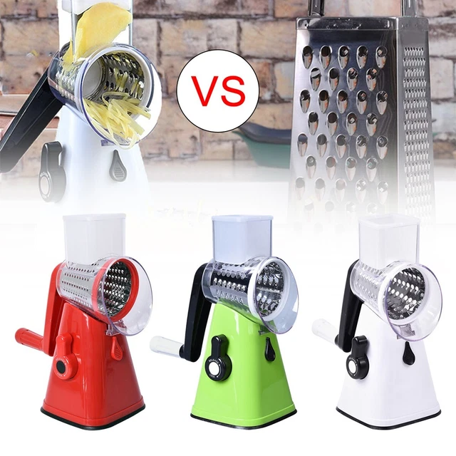 3 Drum Blades Cheese Grater Rotary Handheld Fruit Vegetable Shredder