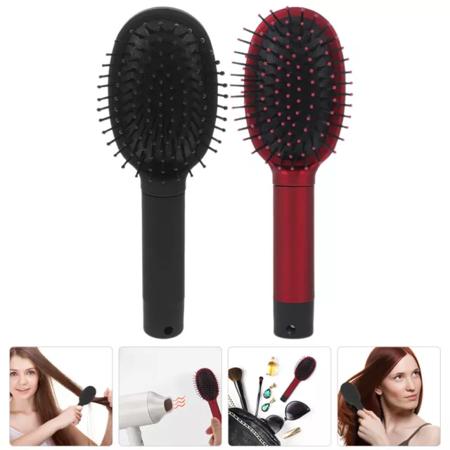 2 Pcs Storage Box Roller Comb Woman Hair Brush Travel Hairbrush