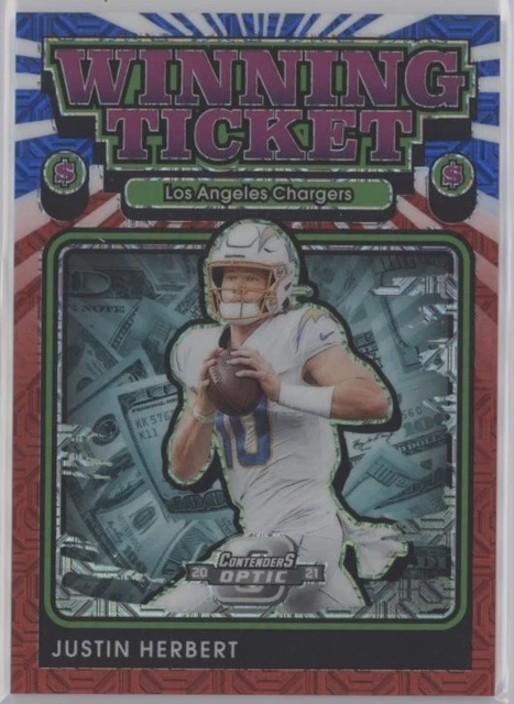JUSTIN HERBERT 2021 Contenders Optic WINNING TICKET RED WHITE & BLUE PRIZM 2/13