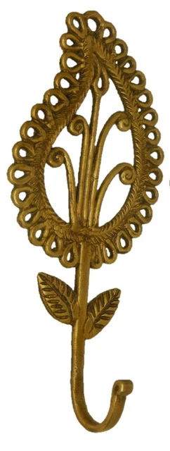 Vintage Style Brass Leaf Shaped Handmade Wall Hanger Hook for Towel Key Clothes