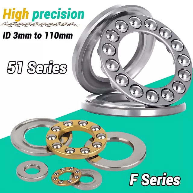 3 Part Thrust Ball Bearing ID 3mm to 110mm Flat Seat Thrust Ball Bearing