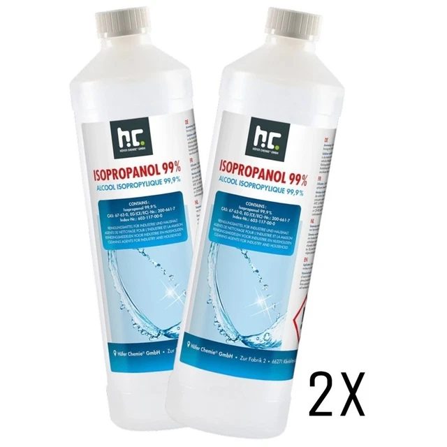 Produktbild von Isopropanol IPA 99,9% – 1 Liter Reinigungsalkohol, Rückstandsfrei, Vielseitig Für Haushalt, Kosmetik & Industrie